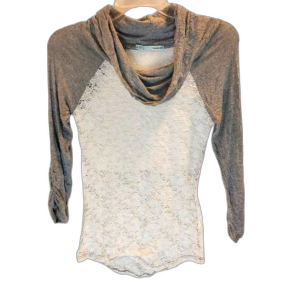 Maurices white gray cowled neck womens size XS fall sexy preppy long sleeve